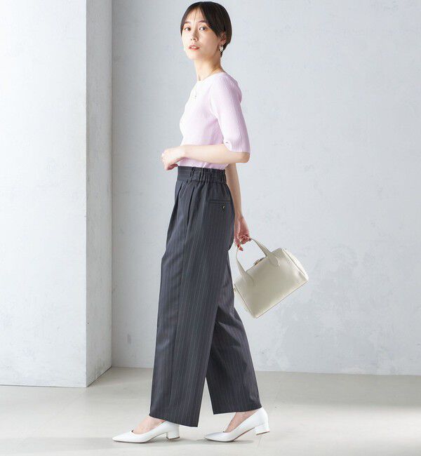 SHIPS for women「〈手洗い可能〉ストライプ ツイル ストレート パンツ」|スラックス|