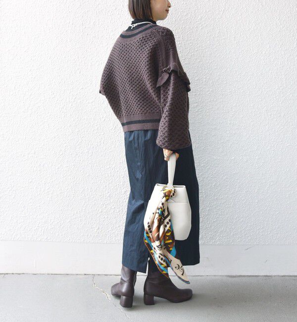 SHIPS for women「【WEB限定】袖 フリル チルデン ケーブル ライン カーディガン」|カーディガン|