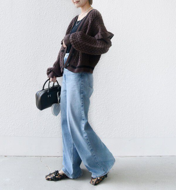 SHIPS for women「【WEB限定】袖 フリル チルデン ケーブル ライン カーディガン」|カーディガン|
