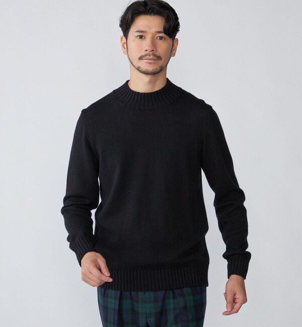 SHIPS「【SHIPS別注】PIACENZA: ウール ミドルゲージ モックネック ニット」|ニット・セーター|ブラック