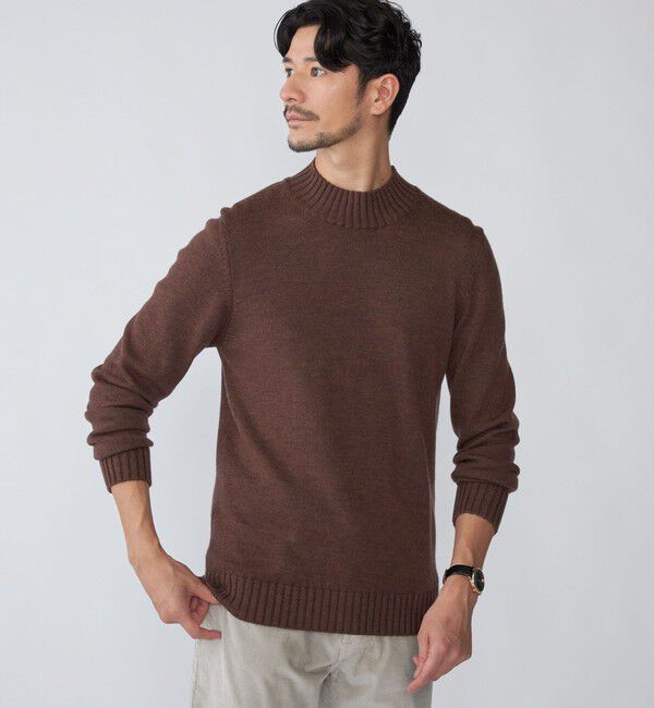 SHIPS「【SHIPS別注】PIACENZA: ウール ミドルゲージ モックネック ニット」|ニット・セーター|ブラウン