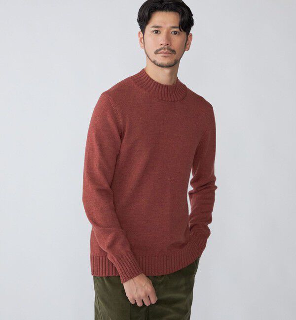 SHIPS「【SHIPS別注】PIACENZA: ウール ミドルゲージ モックネック ニット」|ニット・セーター|レンガ