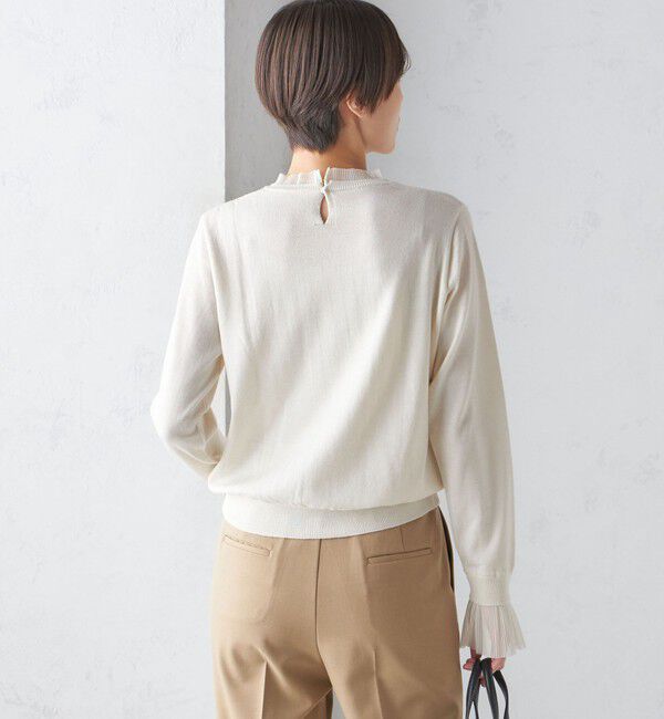 SHIPS for women「〈手洗い可能〉オーガンジー プリーツ ハイゲージ ニット」|ニット・セーター|