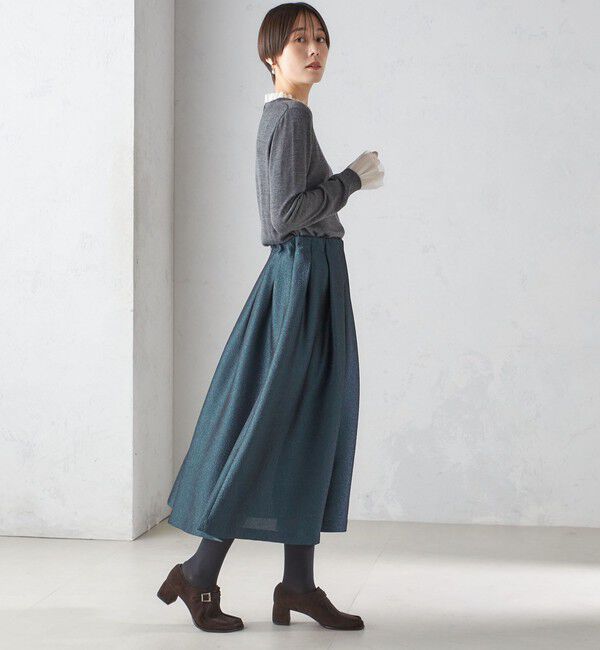 SHIPS for women「〈手洗い可能〉オーガンジー プリーツ ハイゲージ ニット」|ニット・セーター|