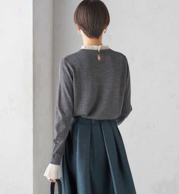 SHIPS for women「〈手洗い可能〉オーガンジー プリーツ ハイゲージ ニット」|ニット・セーター|