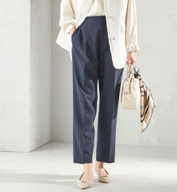 SHIPS for women「〈手洗い可能〉ダブル クロス パンツ（セレモニー対応可）」|スラックス|ネイビー