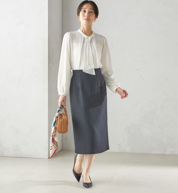 SHIPS for women「〈手洗い可能〉ボウタイ ソリッド 長袖 ブラウス」|シャツ・ブラウス|