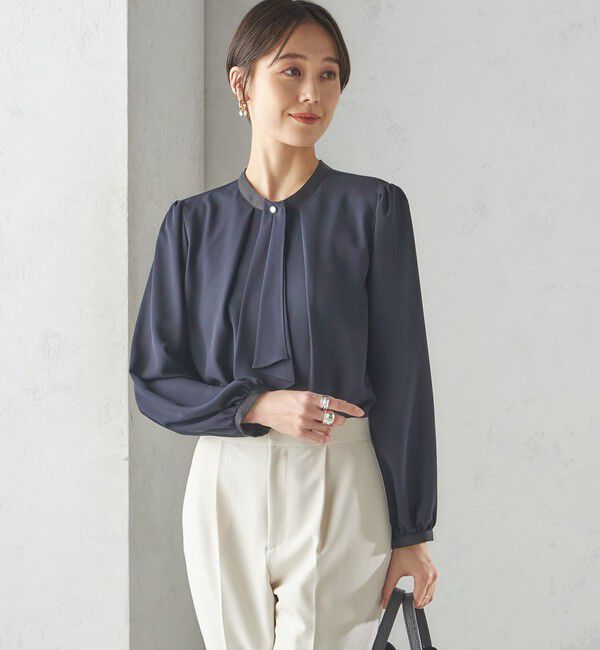 SHIPS for women「〈手洗い可能〉ボウタイ ソリッド 長袖 ブラウス」|シャツ・ブラウス|