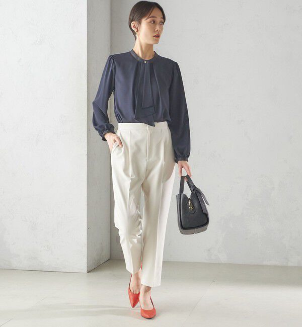 SHIPS for women「〈手洗い可能〉ボウタイ ソリッド 長袖 ブラウス」|シャツ・ブラウス|