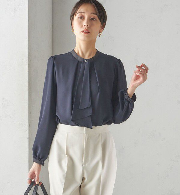 SHIPS for women「〈手洗い可能〉ボウタイ ソリッド 長袖 ブラウス」|シャツ・ブラウス|