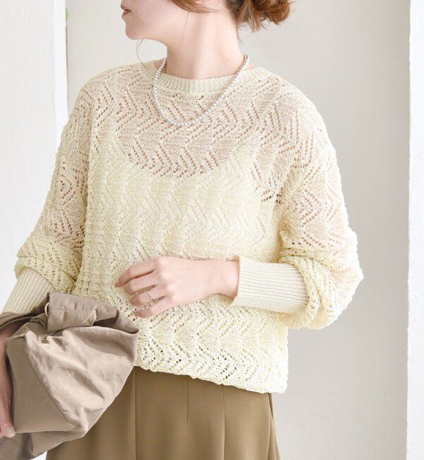 quaranciel「quaranciel:〈手洗い可能〉バルキー レース ニット」|ニット・セーター|