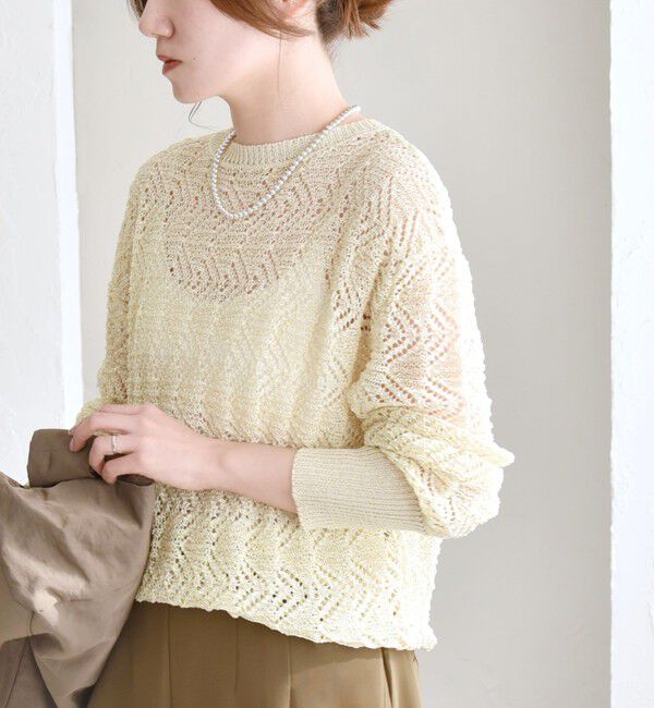 quaranciel「quaranciel:〈手洗い可能〉バルキー レース ニット」|ニット・セーター|