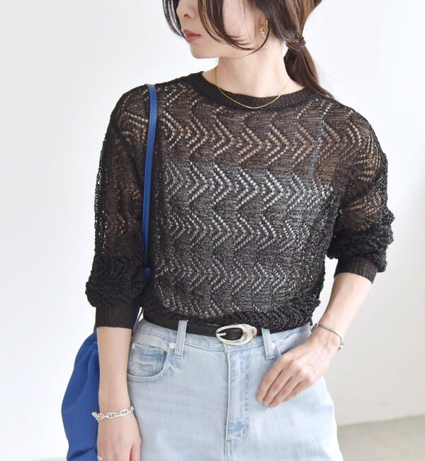 quaranciel「quaranciel:〈手洗い可能〉バルキー レース ニット」|ニット・セーター|