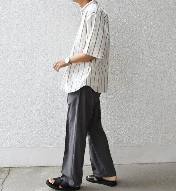 SHIPS any「SHIPS any: 〈洗濯機可能〉コットン/リネン ストライプ バンド スキッパー ハーフスリーブ シャツ◇」|シャツ・ブラウス|