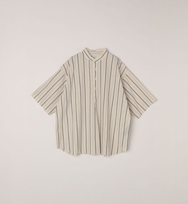 SHIPS any「SHIPS any: 〈洗濯機可能〉コットン/リネン ストライプ バンド スキッパー ハーフスリーブ シャツ◇」|シャツ・ブラウス|