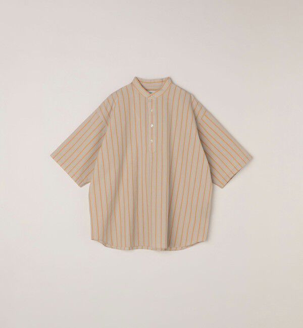 SHIPS any「SHIPS any: 〈洗濯機可能〉コットン/リネン ストライプ バンド スキッパー ハーフスリーブ シャツ◇」|シャツ・ブラウス|