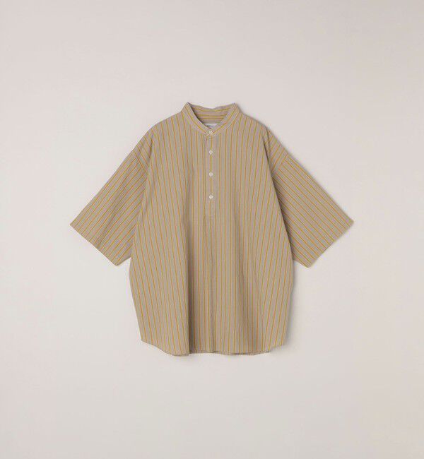SHIPS any「SHIPS any: 〈洗濯機可能〉コットン/リネン ストライプ バンド スキッパー ハーフスリーブ シャツ◇」|シャツ・ブラウス|
