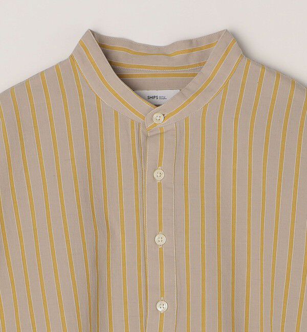 SHIPS any「SHIPS any: 〈洗濯機可能〉コットン/リネン ストライプ バンド スキッパー ハーフスリーブ シャツ◇」|シャツ・ブラウス|
