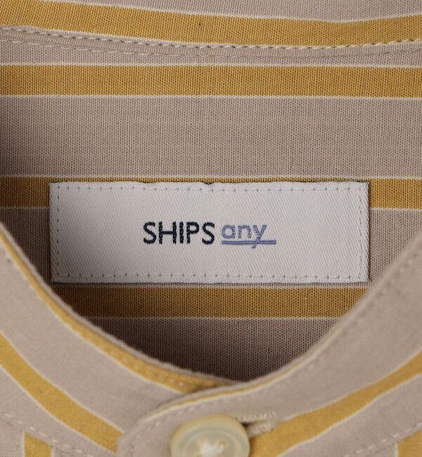 SHIPS any「SHIPS any: 〈洗濯機可能〉コットン/リネン ストライプ バンド スキッパー ハーフスリーブ シャツ◇」|シャツ・ブラウス|