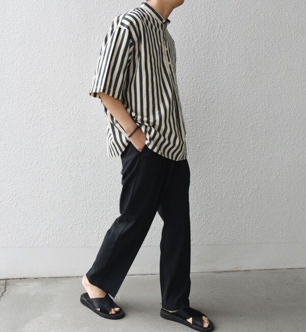 SHIPS any「SHIPS any: 〈洗濯機可能〉コットン/リネン ストライプ バンド スキッパー ハーフスリーブ シャツ◇」|シャツ・ブラウス|