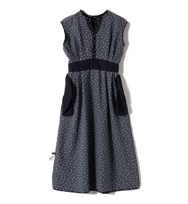 SHIPS for women「〈手洗い可能〉サッカー ストレッチ ドット 無地 フレンチ スリーブ ワンピース」|ワンピース|