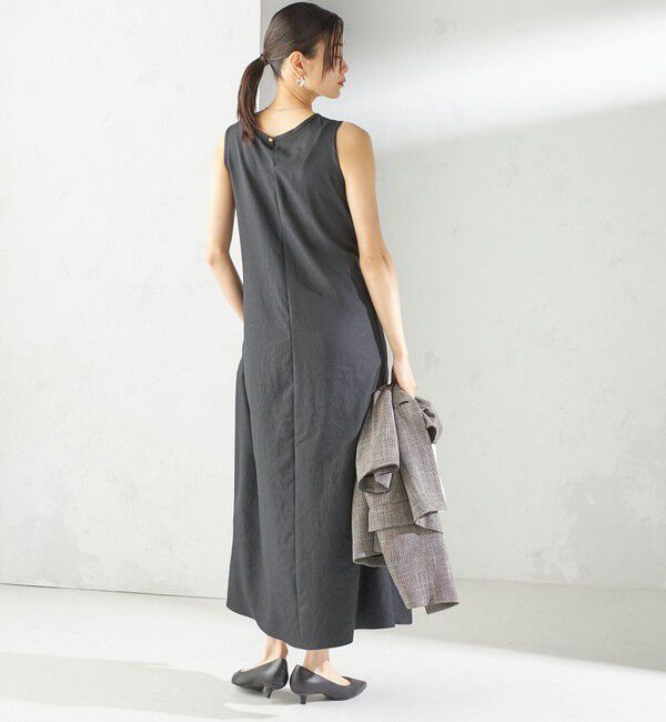 SHIPS for women「〈手洗い可能〉ツイル ノースリーブ ベルト付き ワンピース」|ワンピース|