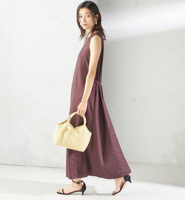 SHIPS for women「〈手洗い可能〉ツイル ノースリーブ ベルト付き ワンピース」|ワンピース|