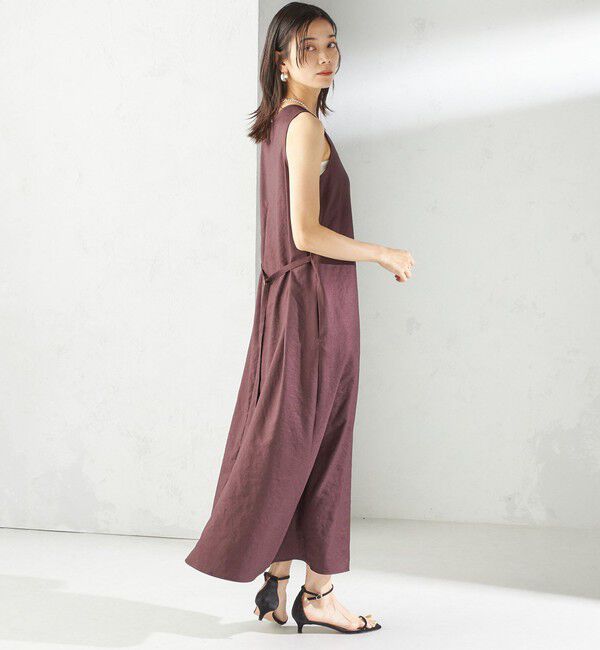 SHIPS for women「〈手洗い可能〉ツイル ノースリーブ ベルト付き ワンピース」|ワンピース|