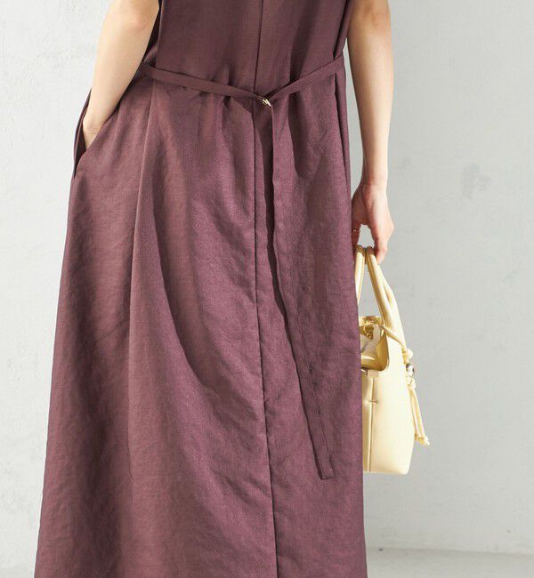 SHIPS for women「〈手洗い可能〉ツイル ノースリーブ ベルト付き ワンピース」|ワンピース|