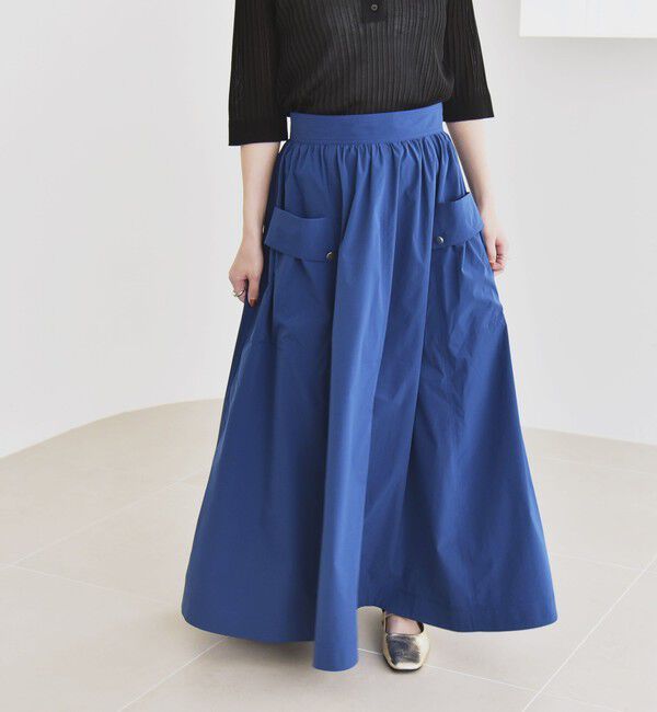 quaranciel「quaranciel:〈洗濯機可能〉タイプライター ギャザー フレア ポケット スカート」|スカート|ブルー