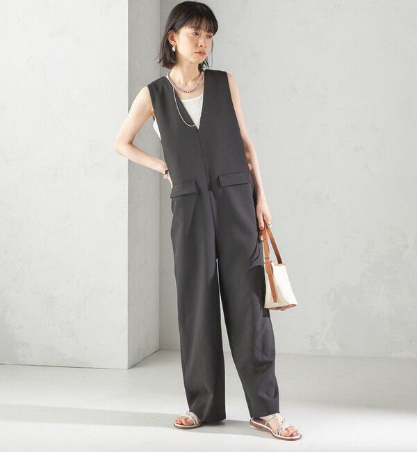 SHIPS for women「〈手洗い可能〉ハイカウント ダブルクロス オールインワン」|オールインワン|