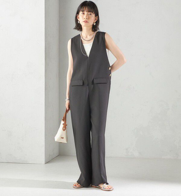 SHIPS for women「〈手洗い可能〉ハイカウント ダブルクロス オールインワン」|オールインワン|