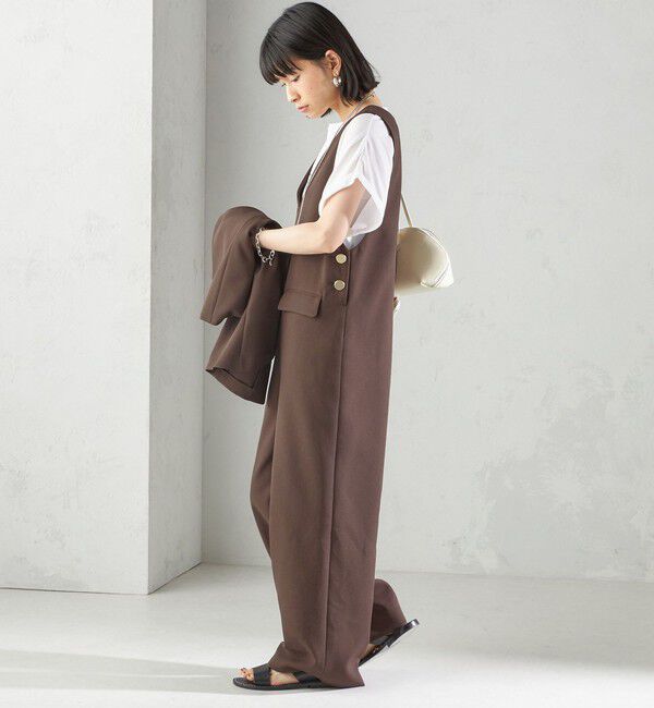 SHIPS for women「〈手洗い可能〉ハイカウント ダブルクロス オールインワン」|オールインワン|