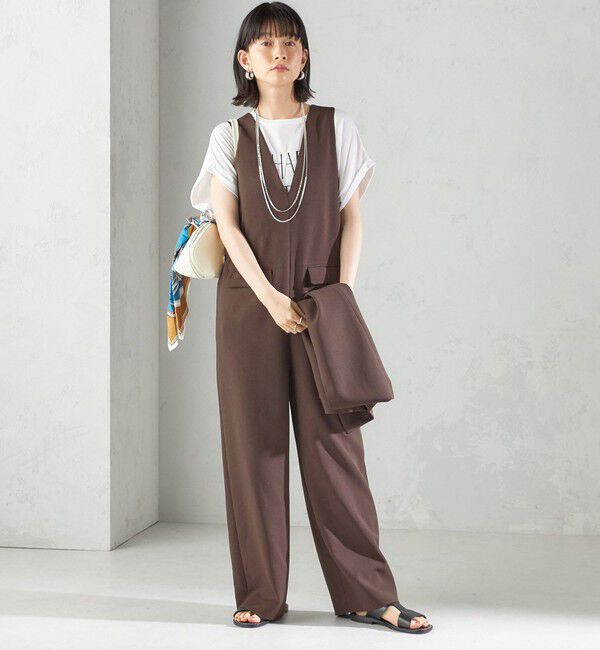 SHIPS for women「〈手洗い可能〉ハイカウント ダブルクロス オールインワン」|オールインワン|