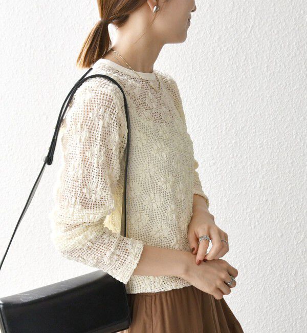 SHIPS any「SHIPS any:〈手洗い可能〉フラワー メッシュ クルーネック プルオーバー」|Tシャツ・カットソー|