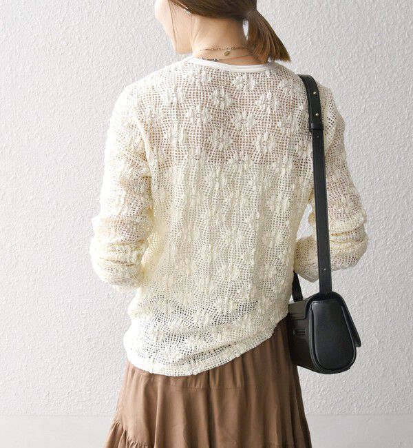 SHIPS any「SHIPS any:〈手洗い可能〉フラワー メッシュ クルーネック プルオーバー」|Tシャツ・カットソー|