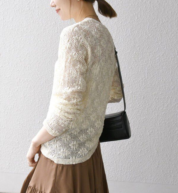 SHIPS any「SHIPS any:〈手洗い可能〉フラワー メッシュ クルーネック プルオーバー」|Tシャツ・カットソー|