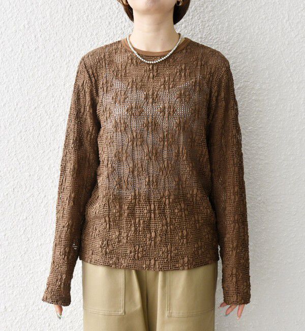 SHIPS any「SHIPS any:〈手洗い可能〉フラワー メッシュ クルーネック プルオーバー」|Tシャツ・カットソー|