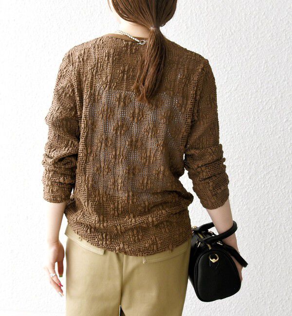 SHIPS any「SHIPS any:〈手洗い可能〉フラワー メッシュ クルーネック プルオーバー」|Tシャツ・カットソー|