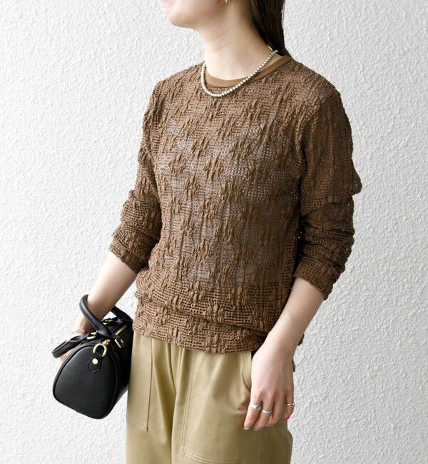 SHIPS any「SHIPS any:〈手洗い可能〉フラワー メッシュ クルーネック プルオーバー」|Tシャツ・カットソー|