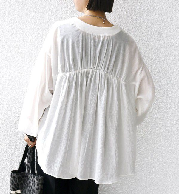 SHIPS for women「【WEB限定】〈手洗い可能〉シアー Vネック フレア シャツ カーディガン」|カーディガン|