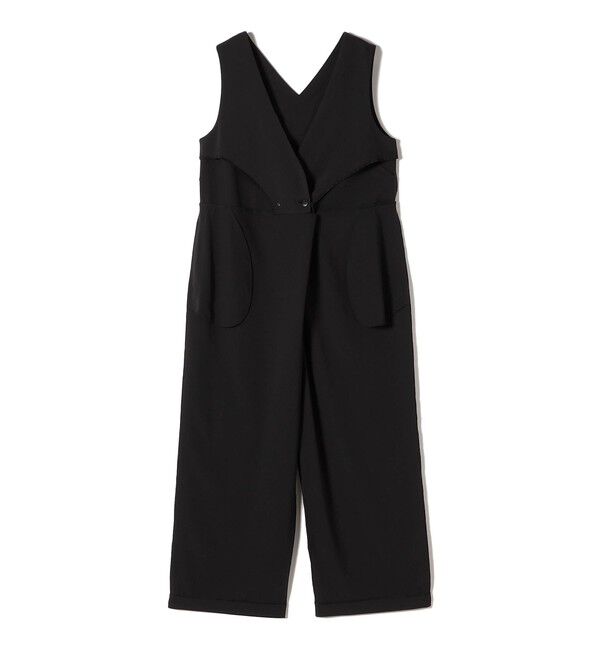 SHIPS for women「little black: 〈洗濯機可能〉ストレッチ ツイル フロント釦  Vネック オールインワン（セレモニー対応可）」|オールインワン|