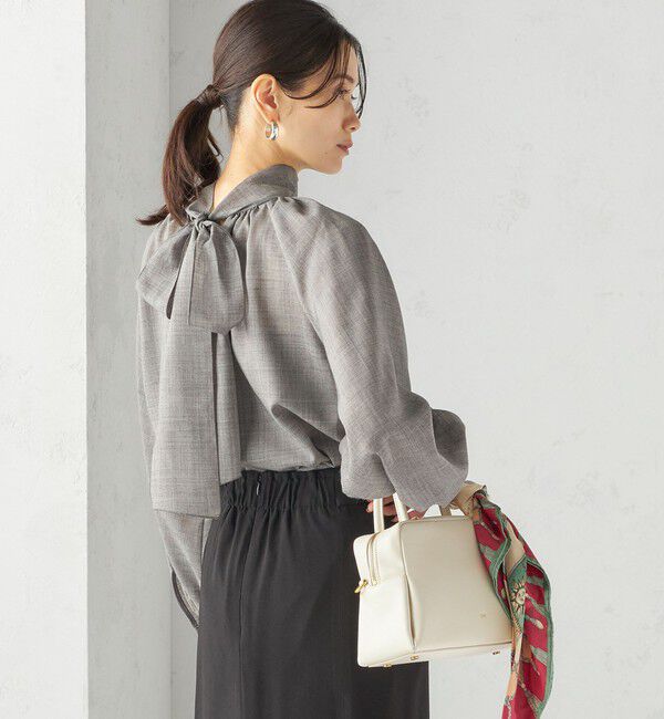 SHIPS for women「〈手洗い可能〉ウール混 シアー ボイル リボン ブラウス」|シャツ・ブラウス|