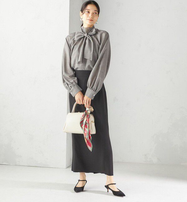 SHIPS for women「〈手洗い可能〉ウール混 シアー ボイル リボン ブラウス」|シャツ・ブラウス|