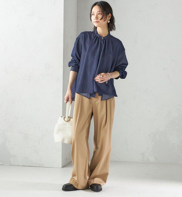 SHIPS for women「〈手洗い可能〉デニム ライク リボン タイ ブラウス」|シャツ・ブラウス|