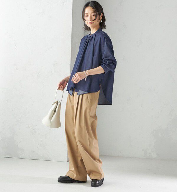 SHIPS for women「〈手洗い可能〉デニム ライク リボン タイ ブラウス」|シャツ・ブラウス|