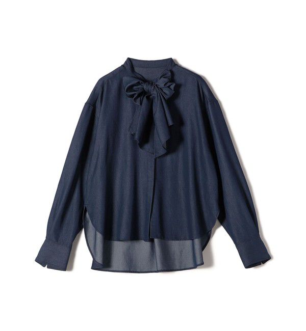 SHIPS for women「〈手洗い可能〉デニム ライク リボン タイ ブラウス」|シャツ・ブラウス|