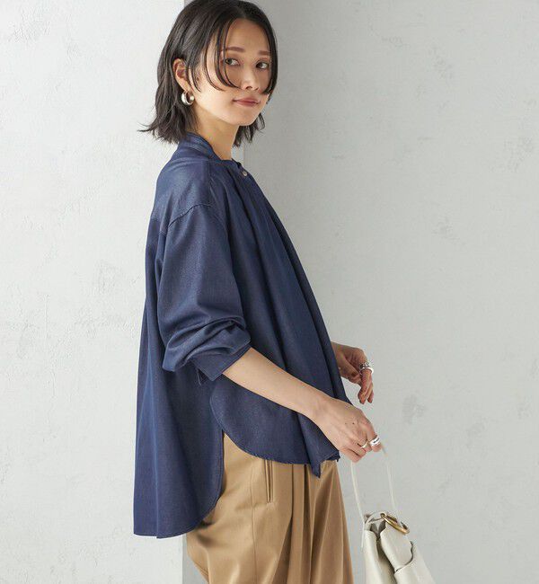 SHIPS for women「〈手洗い可能〉デニム ライク リボン タイ ブラウス」|シャツ・ブラウス|