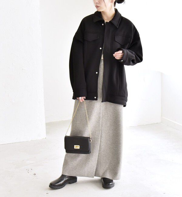 quaranciel「quaranciel:〈洗濯機可能〉ダンボール 裏起毛 コクーン オーバー シャツ ジャケット」|ブルゾン・スタジャン|