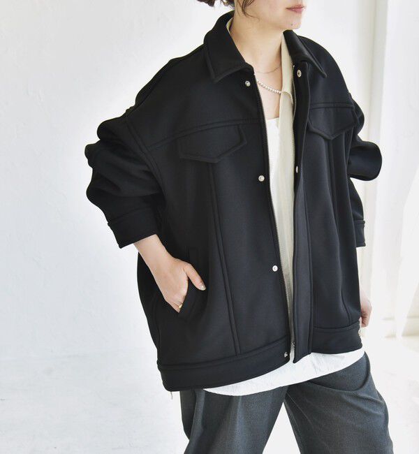 quaranciel「quaranciel:〈洗濯機可能〉ダンボール 裏起毛 コクーン オーバー シャツ ジャケット」|ブルゾン・スタジャン|